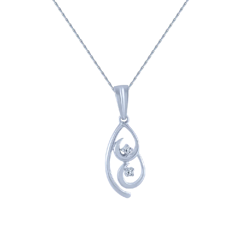 Soft silver necklace-18k (750) White Gold And Diamond Pendant For Women