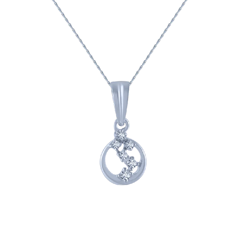 Angled stone necklace-18k (750) White Gold And Diamond Pendant For Women