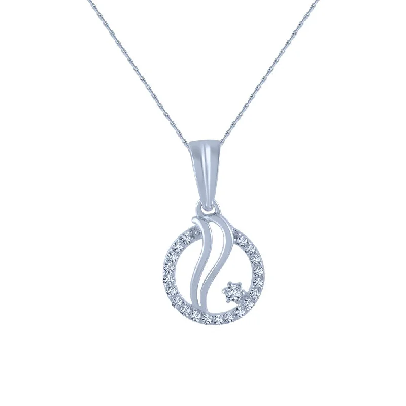 Vivid stone necklace-18k (750) White Gold And Diamond Pendant For Women