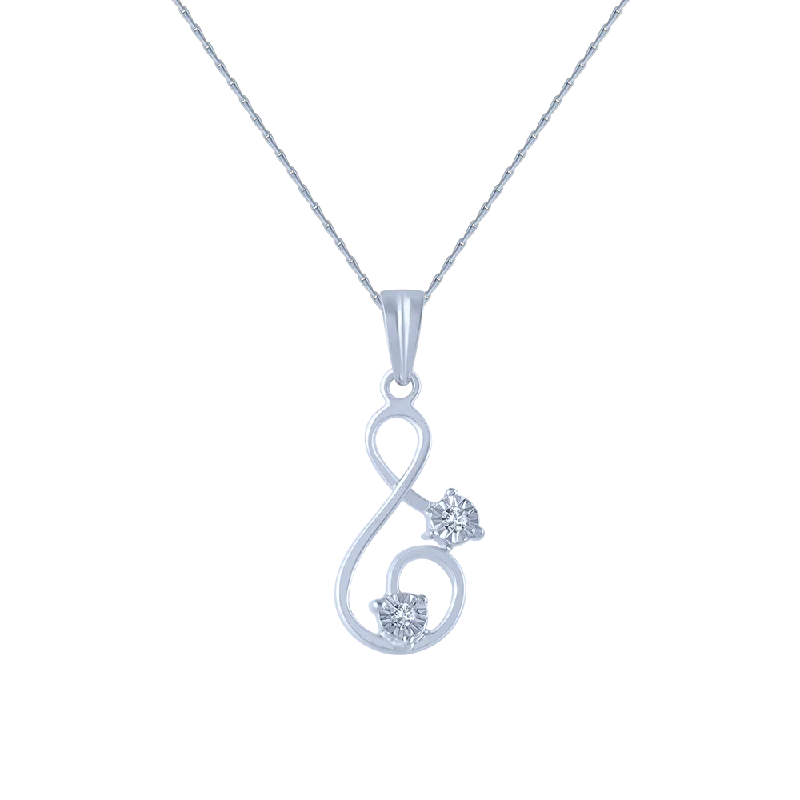 Cast silver necklace-18k (750) White Gold And Diamond Pendant For Women