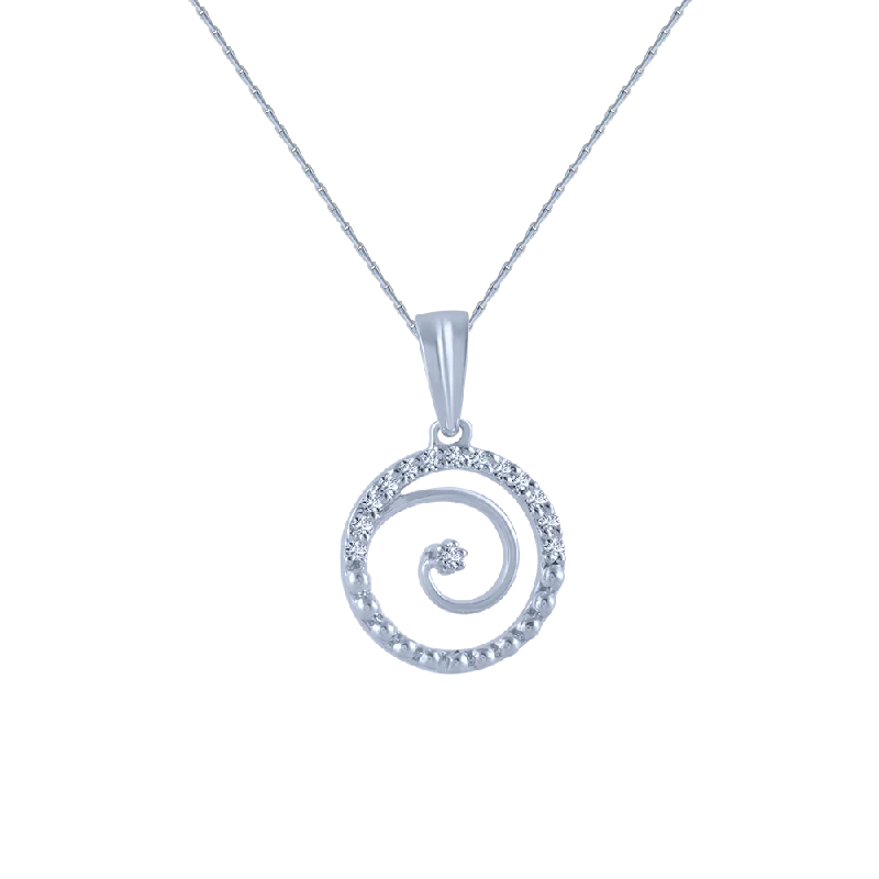 Gentle flow necklace-18k (750) White Gold And Diamond Pendant For Women