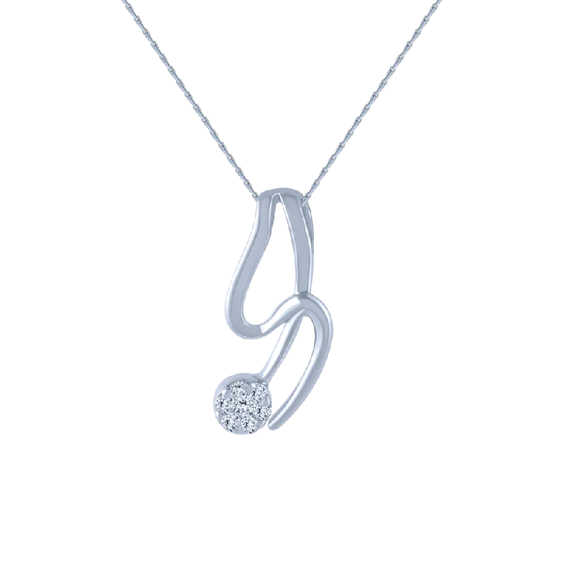 Knotted braid necklace-18k (750) White Gold And Diamond Pendant For Women