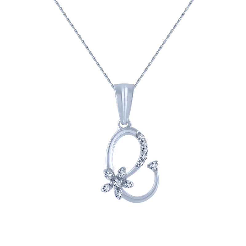 Solar glow necklace-18k (750) White Gold And Diamond Pendant For Women