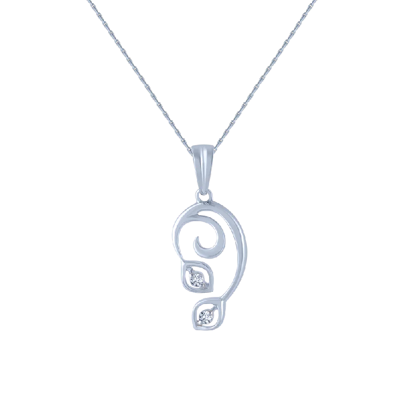 Etched nickel necklace-18k (750) White Gold And Diamond Pendant For Women