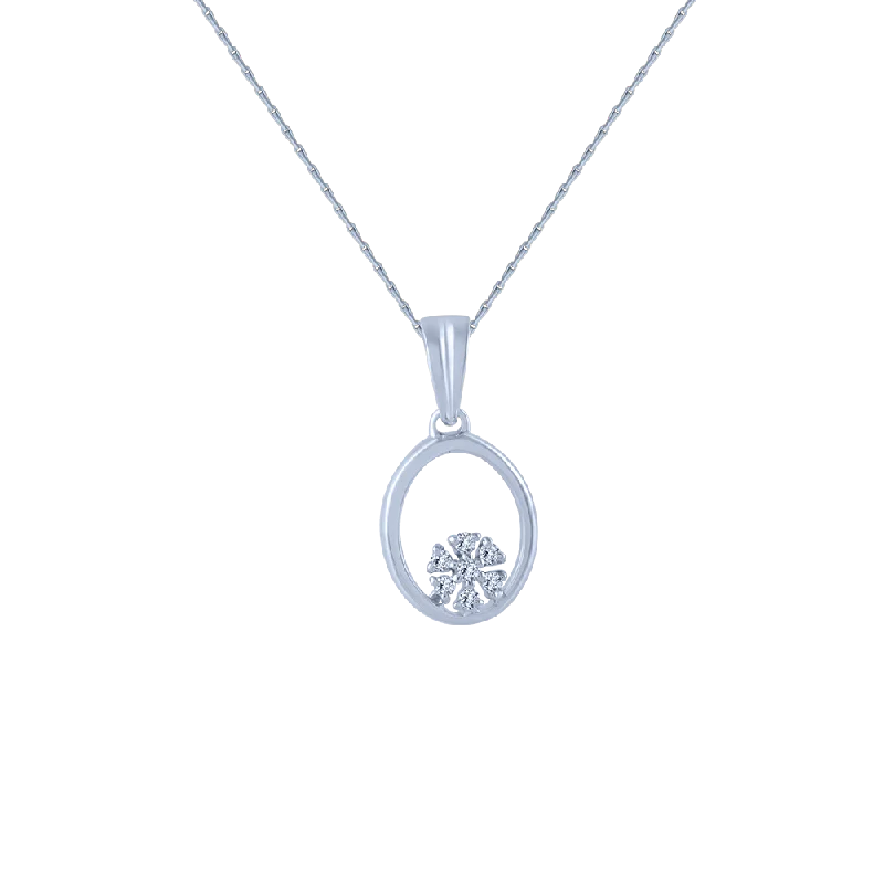 Winding design necklace-18k (750) White Gold And Diamond Pendant For Women