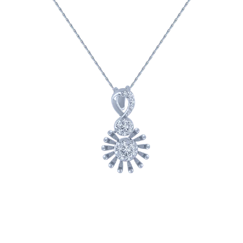 Bent gem necklace-18k (750) White Gold And Diamond Pendant For Women