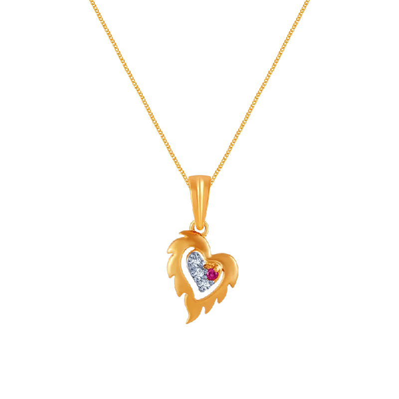 Encased stone necklace-18k (750) Yellow Gold And Diamond Pendant For Women