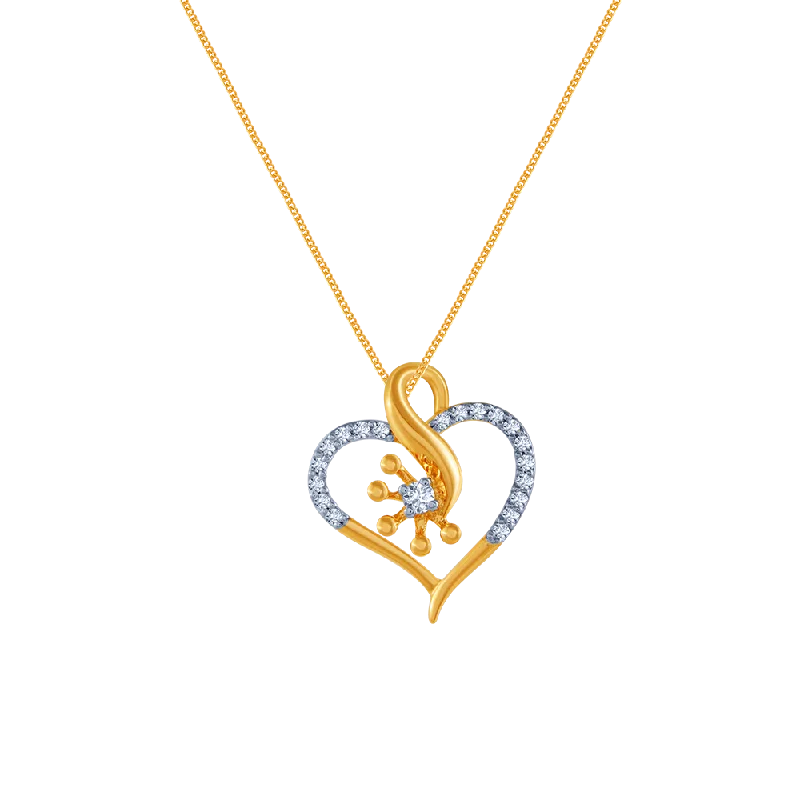 Flowing design necklace-18k (750) Yellow Gold And Diamond Pendant For Women