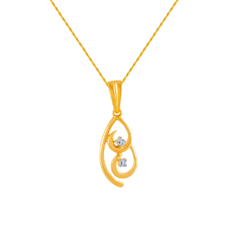 Rough sapphire necklace-18k (750) Yellow Gold And Diamond Pendant For Women