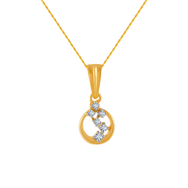 Ridge gem necklace-18k (750) Yellow Gold And Diamond Pendant For Women