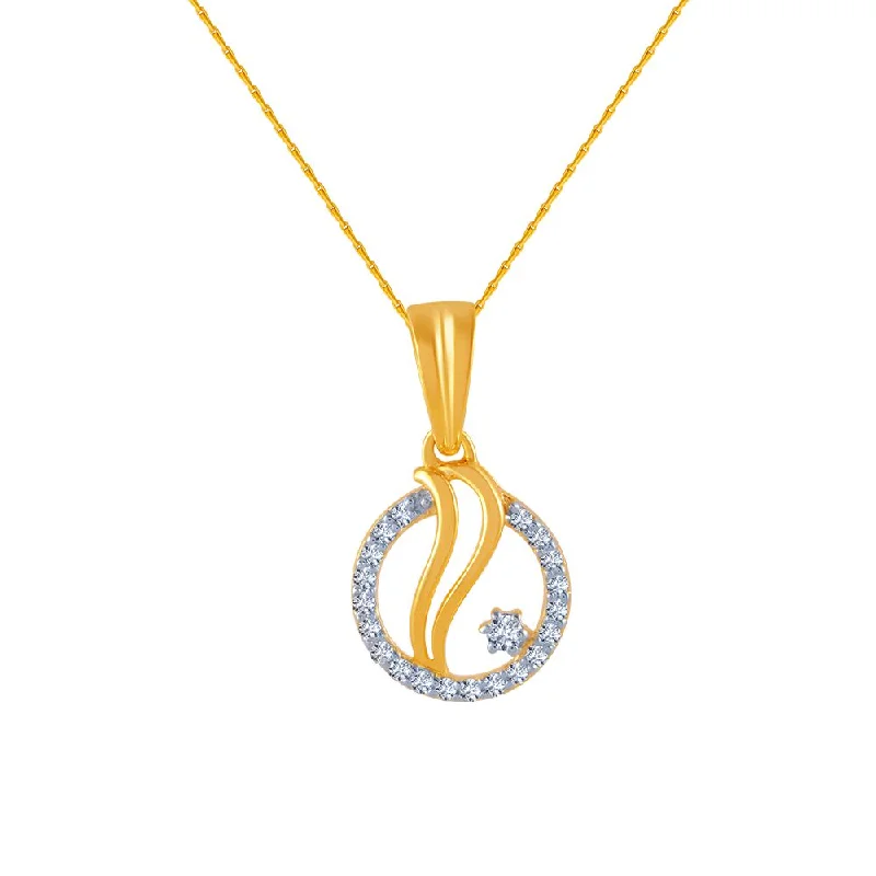 Laced necklace-18k (750) Yellow Gold And Diamond Pendant For Women