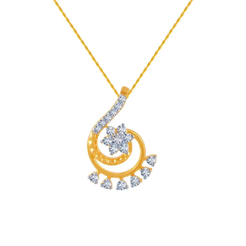 High bar necklace-18k (750) Yellow Gold And Diamond Pendant For Women