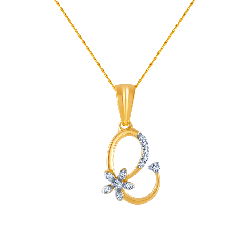 Hexagonal pendant necklace-18k (750) Yellow Gold And Diamond Pendant For Women