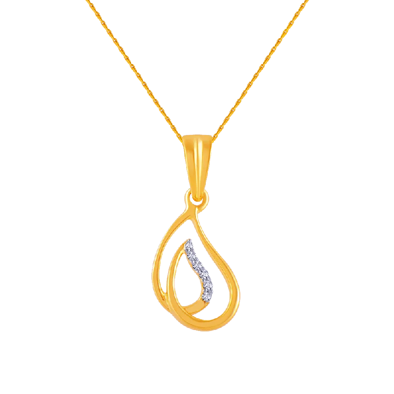 Furrowed edge necklace-18k (750) Yellow Gold And Diamond Pendant For Women