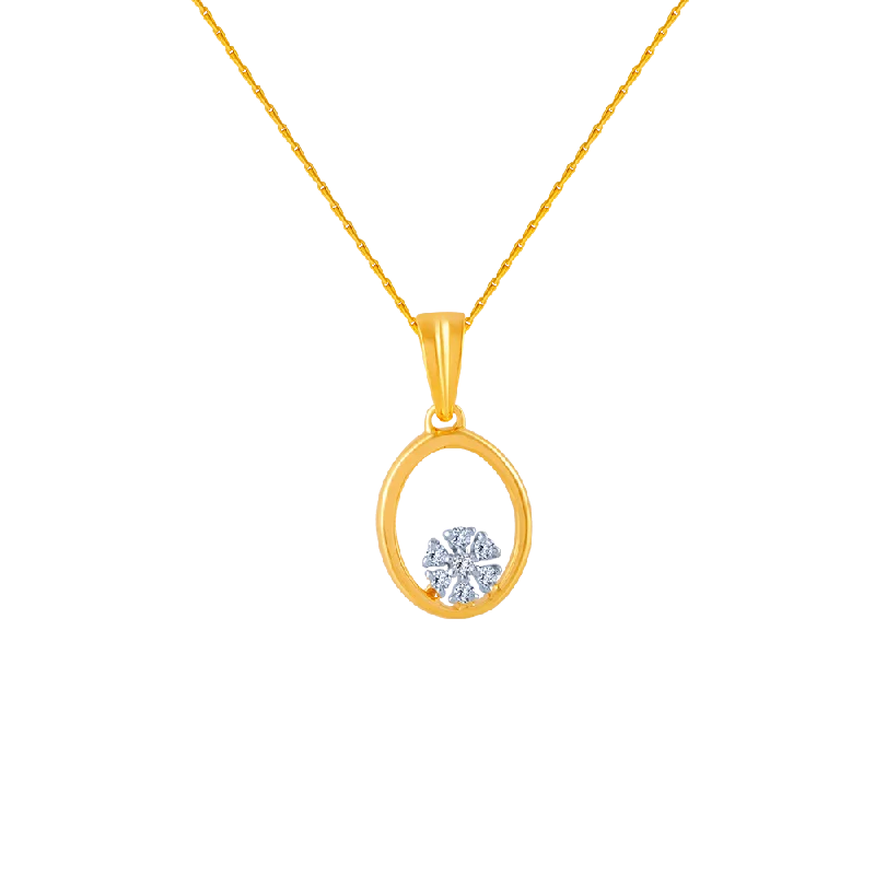 Scored chain necklace-18k (750) Yellow Gold And Diamond Pendant For Women