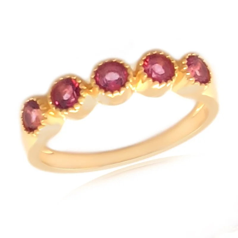 Subtle rim ring-18k Yellow Gold Over Sterling Silver Pink Topaz Gemstone Band Ring