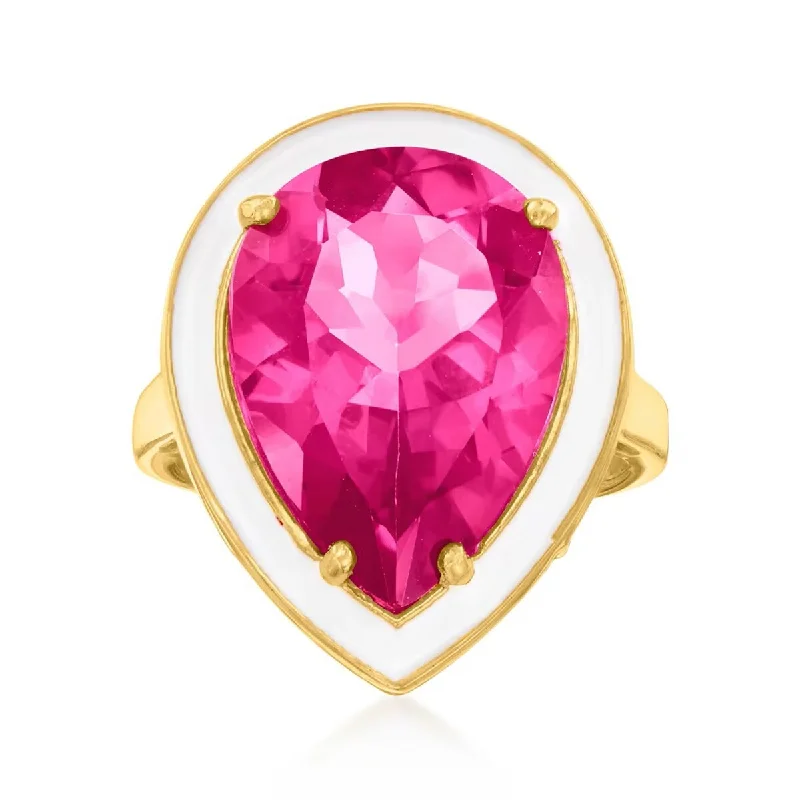 Pocked ring-18K Yellow Gold Over Sterling Silver Pink Topaz Gemstone Solitaire Boho Ring