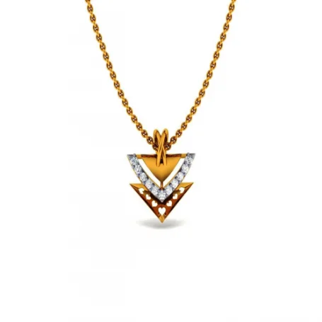 Vivid agate necklace-18KT (585) Yellow Gold And Diamond Pendant For Women