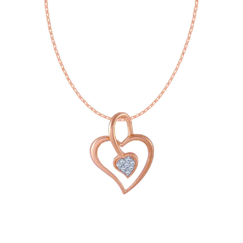 Shimmering gem necklace-18KT (750) Rose Gold And Diamond Pendant For Women