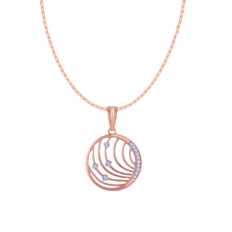 Ridge gem necklace-18KT (750) Rose Gold And Diamond Pendant For Women