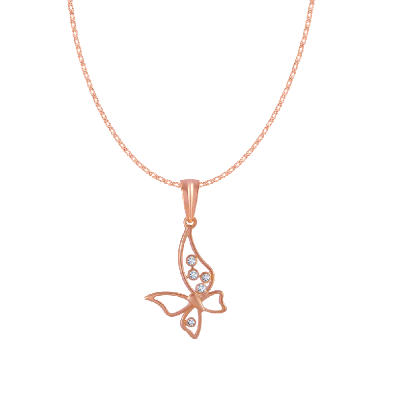 Glossy gold necklace-18KT (750) Rose Gold And Diamond Pendant For Women