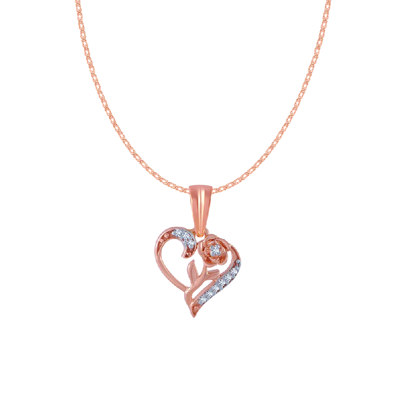 Smooth-cut necklace-18KT (750) Rose Gold And Diamond Pendant For Women