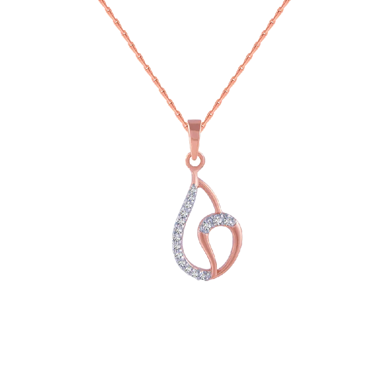 Solid gold necklace-18KT (750) Rose Gold And Diamond Pendant For Women