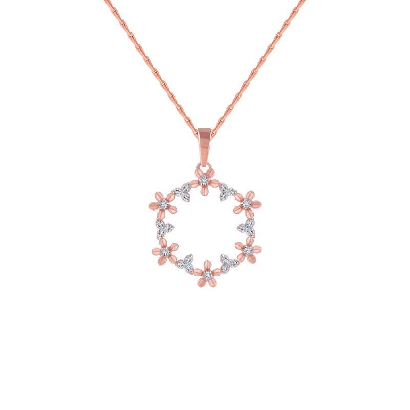 Gentle flow necklace-18KT (750) Rose Gold And Diamond Pendant For Women