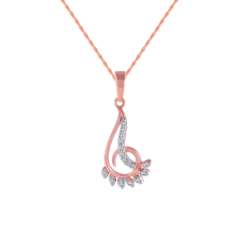 Wire-twirl necklace-18KT (750) Rose Gold And Diamond Pendant For Women