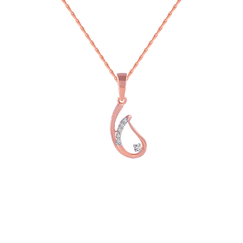 Solar glow necklace-18KT (750) Rose Gold And Diamond Pendant For Women