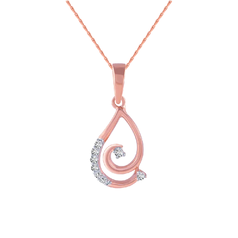 Etched nickel necklace-18KT (750) Rose Gold And Diamond Pendant For Women