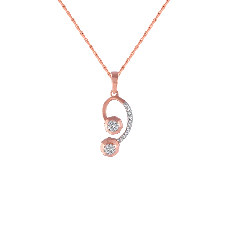 Tide-wave necklace-18KT (750) Rose Gold And Diamond Pendant For Women