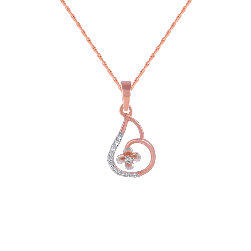 Coarse gem necklace-18KT (750) Rose Gold And Diamond Pendant For Women