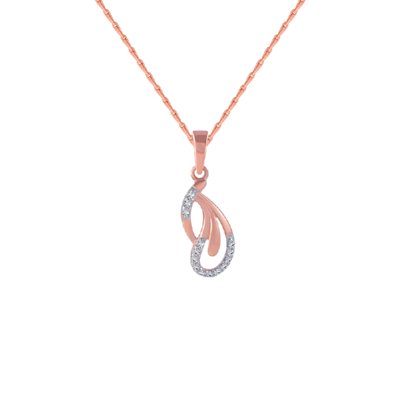 Sparkling silver necklace-18KT (750) Rose Gold And Diamond Pendant For Women