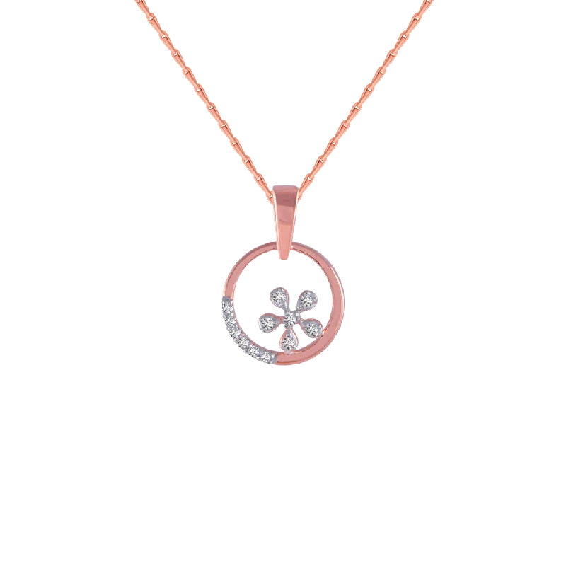 Smooth-cut necklace-18KT (750) Rose Gold And Diamond Pendant For Women