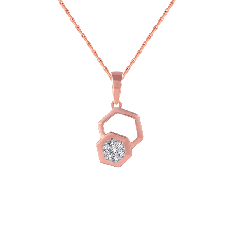 Shimmering drop necklace-18KT (750) Rose Gold And Diamond Pendant For Women