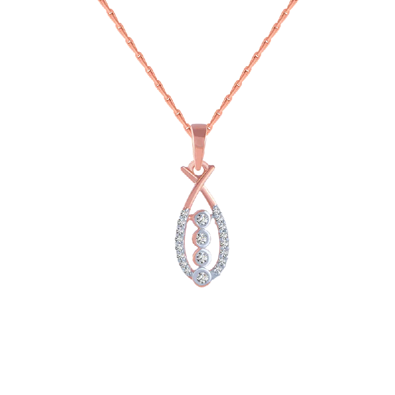 Knotted braid necklace-18KT (750) Rose Gold And Diamond Pendant For Women