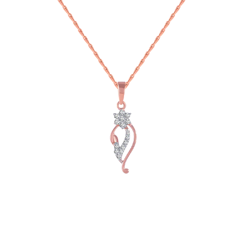 Glossy jet necklace-18KT (750) Rose Gold And Diamond Pendant For Women