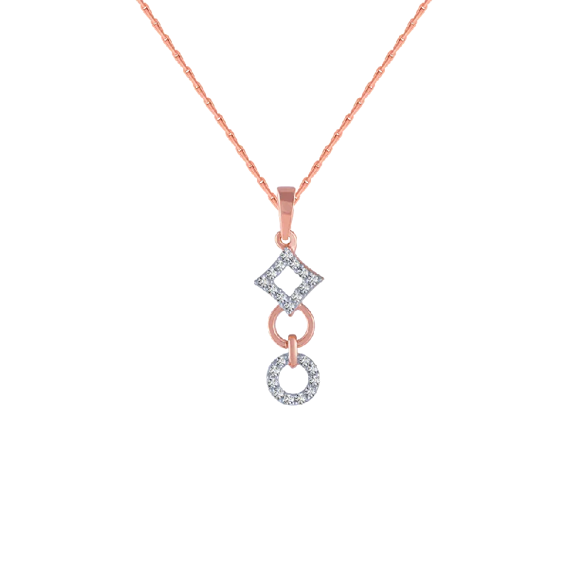 Solar glow necklace-18KT (750) Rose Gold And Diamond Pendant For Women