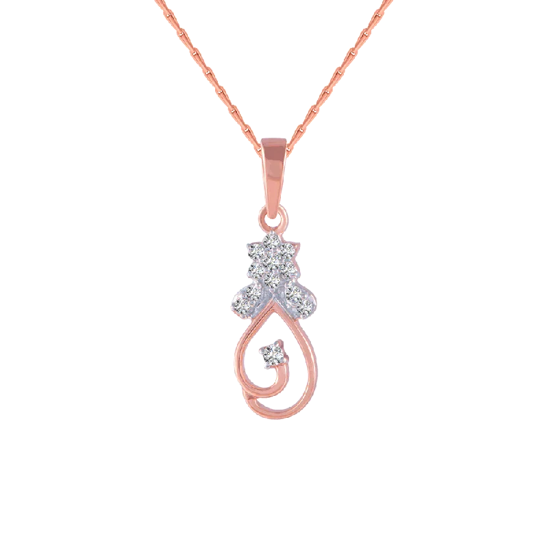 Delicate filigree necklace-18KT (750) Rose Gold And Diamond Pendant For Women