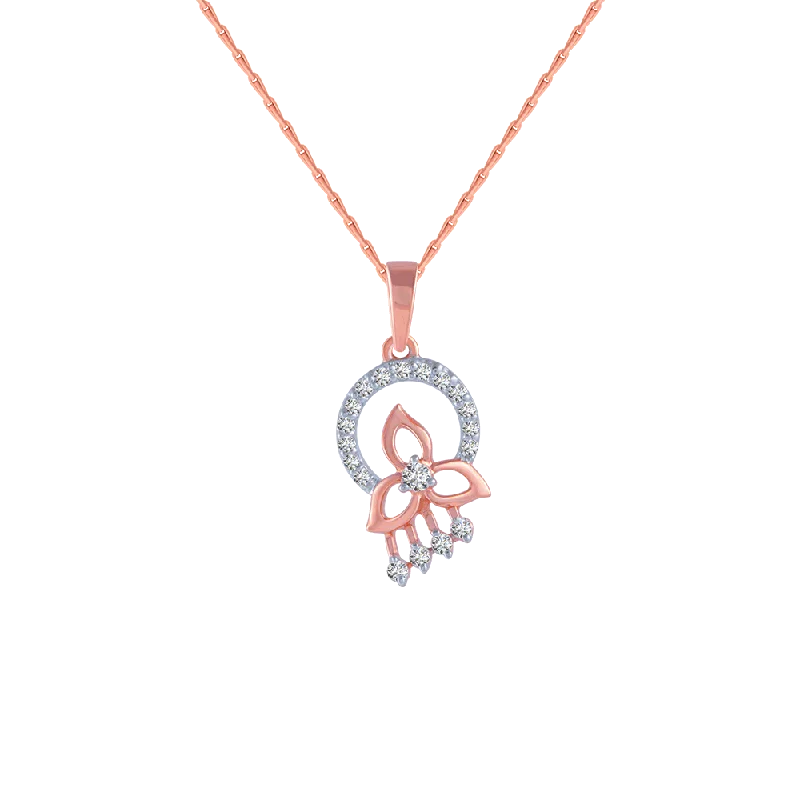 Tide-wave necklace-18KT (750) Rose Gold And Diamond Pendant For Women