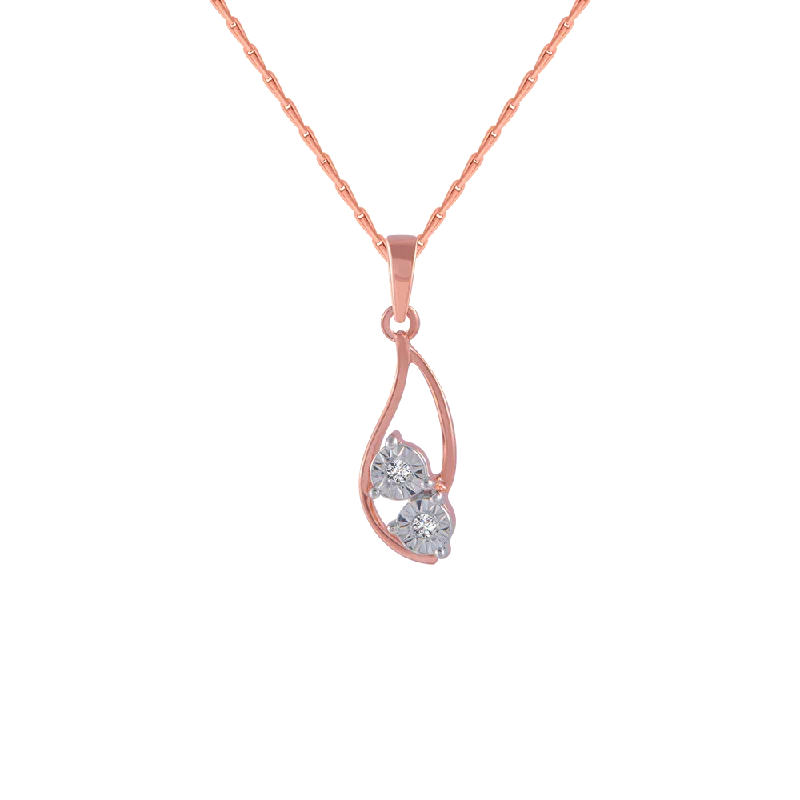 Carved initial necklace-18KT (750) Rose Gold And Diamond Pendant For Women