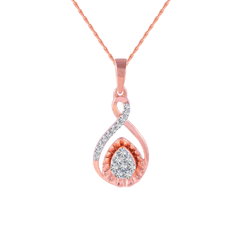 Raw peridot necklace-18KT (750) Rose Gold And Diamond Pendant For Women