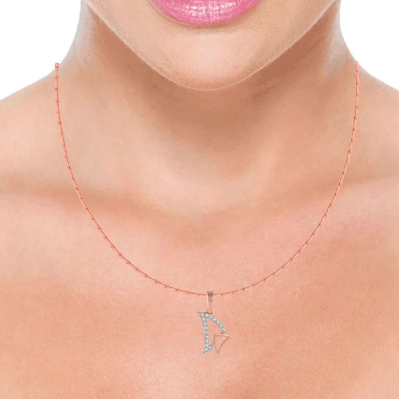 Old ruby necklace-18KT (750) Rose Gold And Diamond Pendant For Women