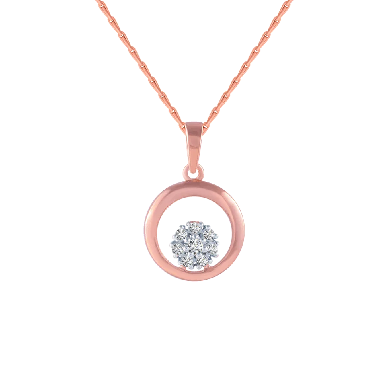 Ridge gem necklace-18KT (750) Rose Gold And Diamond Pendant For Women