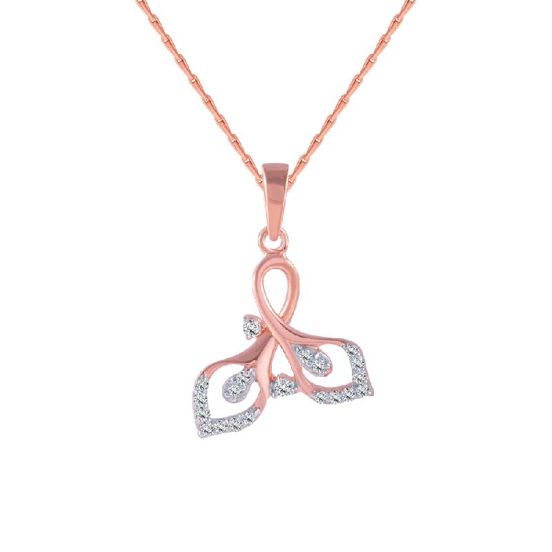 Smooth-cut necklace-18KT (750) Rose Gold And Diamond Pendant For Women