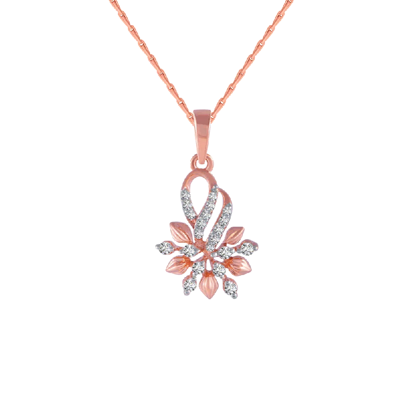 Flowing design necklace-18KT (750) Rose Gold And Diamond Pendant For Women