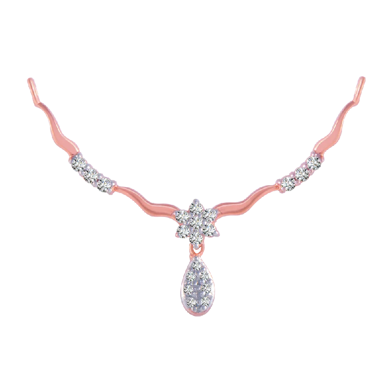 Shiny rhodium necklace-18KT (750) Rose Gold And Diamond Pendant For Women