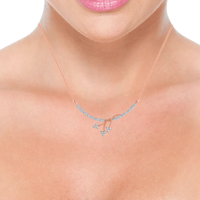 Carved initial necklace-18KT (750) Rose Gold And Diamond Pendant For Women