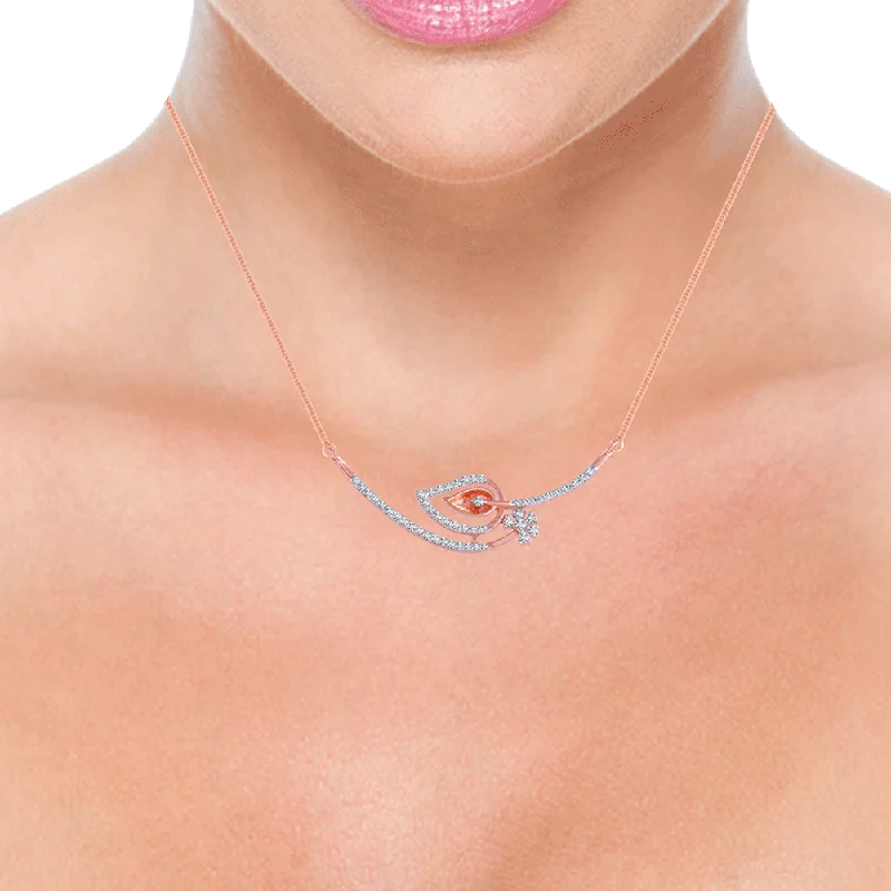 Open twist necklace-18KT (750) Rose Gold And Solitaire Pendant For Women